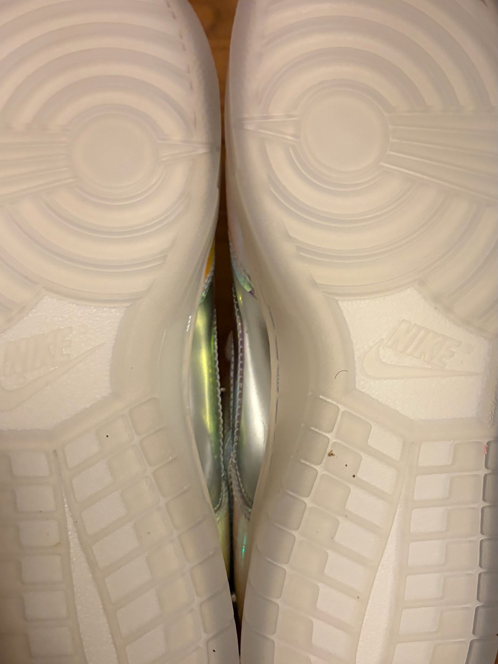 Nike Kids Iridescent Silver and Rainbow Accent Sneakers - Picture 2 of 4